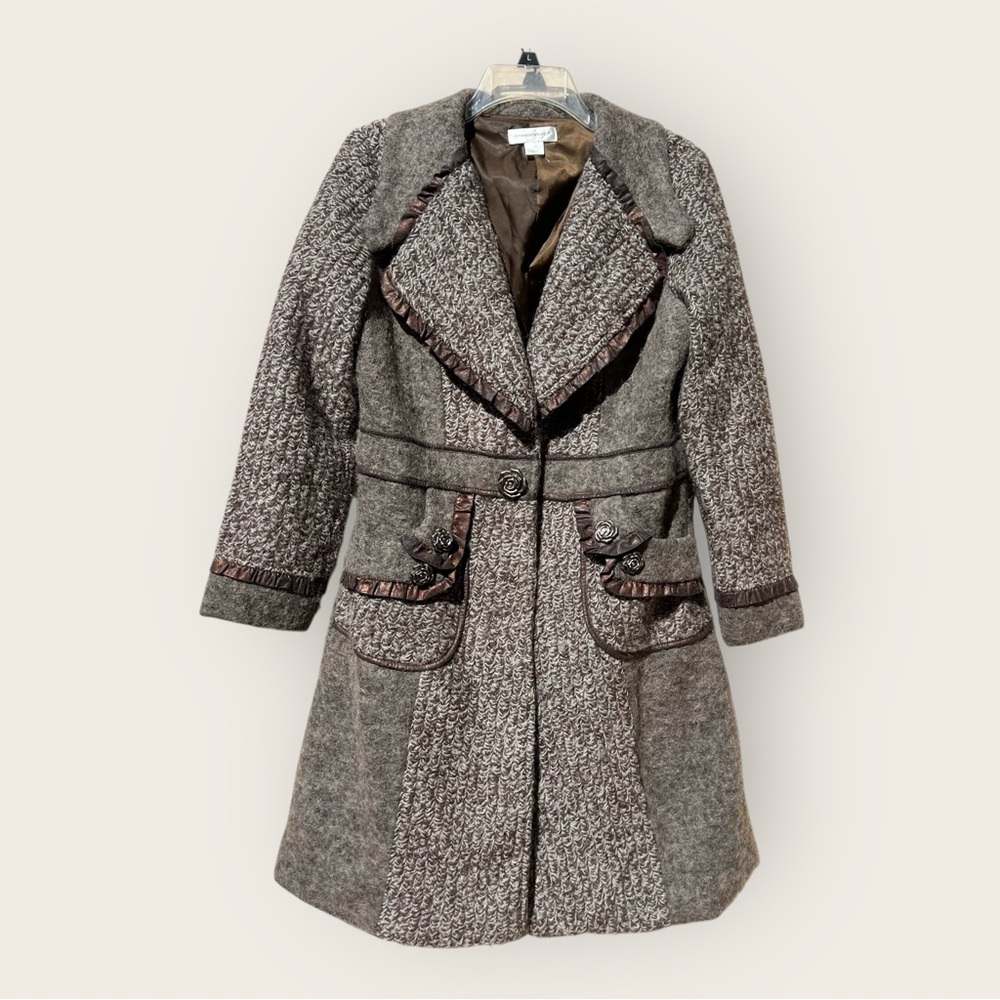 Christopher & Banks boho mixed fabric brown jacket